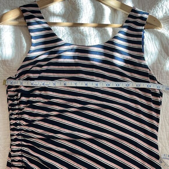 Loveriche Striped Ruched Sleeveless Mini Dress Y2K Bodycon Stretch Blue Small - Picture 5 of 7